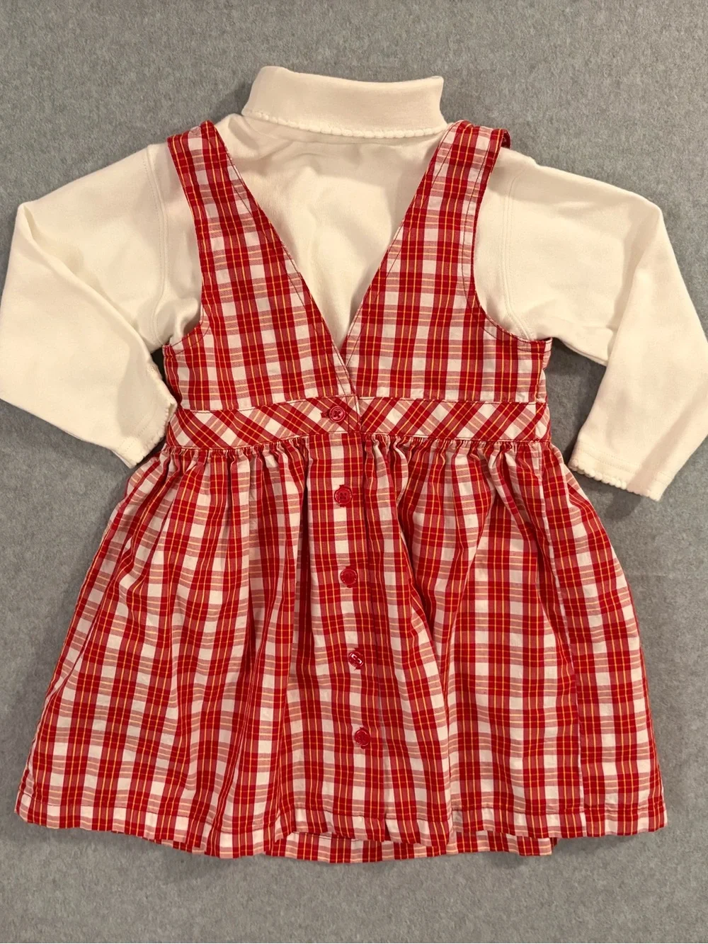 Vintage 1998 Gymboree Country Meadows Red Pinafore Jumper Turtleneck Set 2-3T